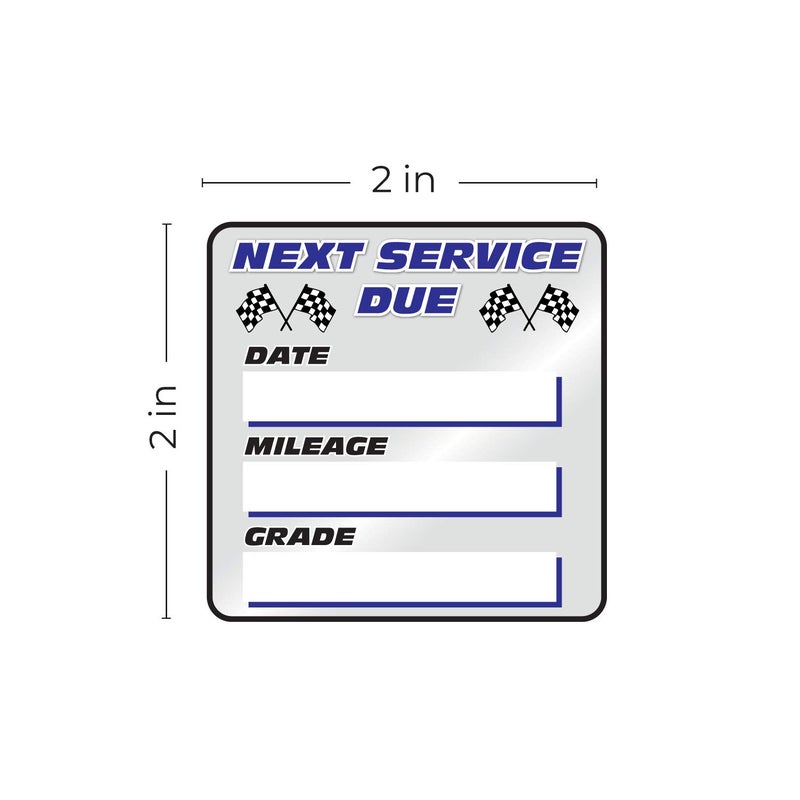 SBlabels Checkered Flag Oil Change Service Reminder Stickers / 250 Clear Window Automotive Mechanic Maintenance Due Labels / 2" x 2" Square Auto Vehicle Repair Shop Sticker Reminders/Made in The USA - Image 4